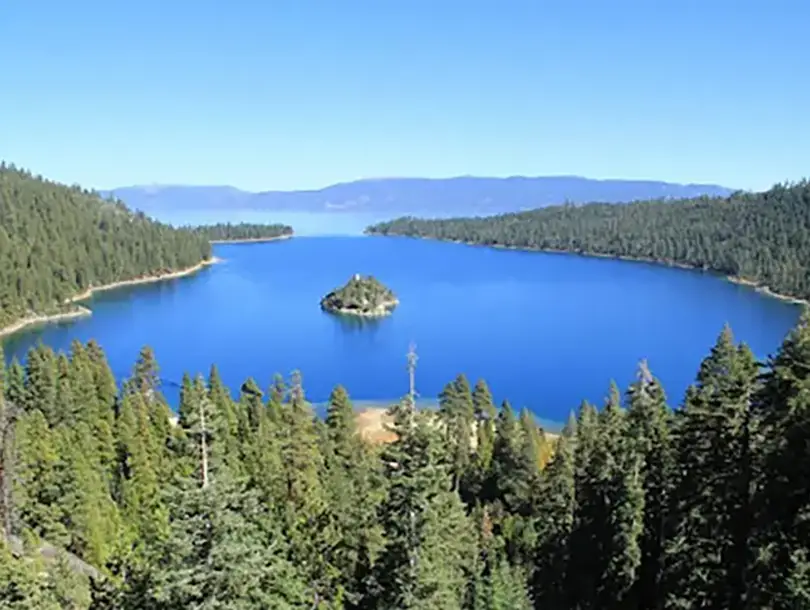 Lake Tahoe: mountains, forests, and the first snowflakes