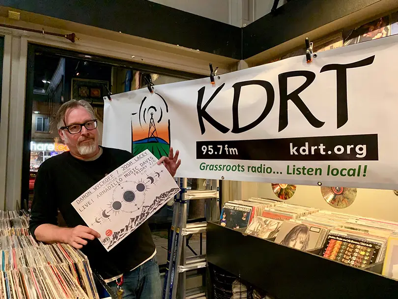 singer-songwriter JonEmery Dodds stood in the back of Armadillo Music in Davis