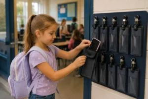 The smartphone may still arrive with the student, but it may not be available again until dismissal.