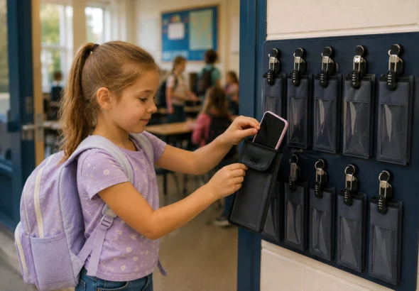 The smartphone may still arrive with the student, but it may not be available again until dismissal.